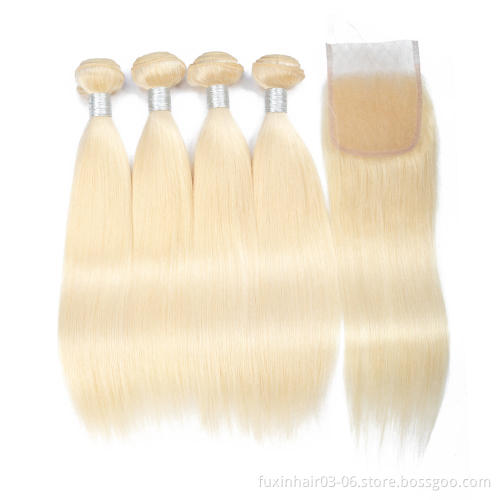 Blonde Straight Bundle And Closure Deals Bundle Hair Wavy Human Hair Lace Frontal Piece Mink Bundle Hair With Closure